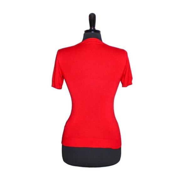 Guess Sweater Short Sleeve Rhinestone Bling Logo Red Size S - Picture 3 of 6